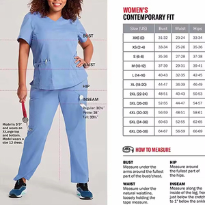 Ensembles d'uniformes médicaux en denim et coton mélangé unisexe pour médecins et infirmières, t-shirt à col en V et pantalon deux pièces - Product Image 6