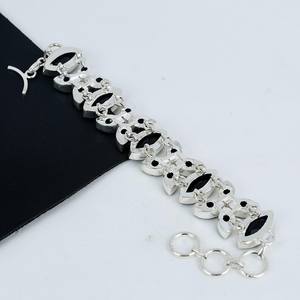 Black Spinel Gemstone Handmade Bracelet 925 Sterling Silver Jewelry Luxury Black Spinel Bracelet Gift - Product Image 5