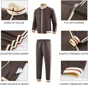 Ensemble de survêtement pour homme à capuche, sweat-shirt à fermeture éclair intégrale et pantalon de jogging, décontracté, respirant, en polyester et coton, deux pièces, pour l'hiver - Product Image 6