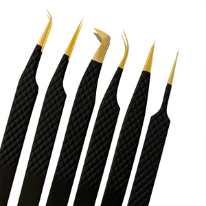 Juego de Pinzas Aplicadoras de Extensión de Pestañas Negras Personalizadas, Pinzas de Volumen con Punta Recta, Pinzas de Acero Inoxidable Personalizadas - Product Image 4