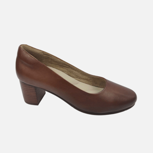 Escarpins formels pour femmes en cuir de vachette pleine fleur, semelle extérieure en caoutchouc, bout fermé, talon moyen - Product Image 1