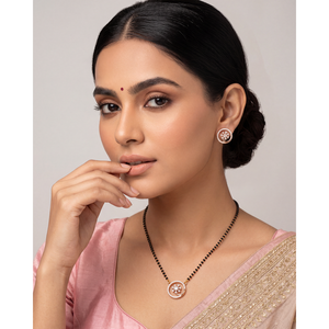 Indian Ethnic Fine Jewelry Set-Devika <b>Rose</b> <b>Gold</b> Mangalsutra with <b>Tops</b> - Product Image 1