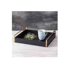 Plateau de service en bois artisanal au design moderne très tendance avec poignées de style vintage finies avec soin - Product Image 3