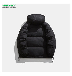 Ribbed Collar <b>Flight</b> Bomber Puffer <b>Jacket</b> <b>Men</b> No Hood Classic Casual Quilted Aviator <b>Jacket</b> Warm Padded Coat - Product Image 2