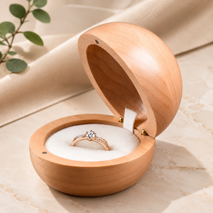 Premium Beech Wood Round Jewelry <b>Ring</b> <b>Storage</b> Box with Hinged Lid – Wooden <b>Ring</b> & Small Jewelry Organizer - Product Image 1