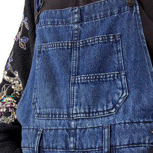 <b>Women</b> Formal Denim Jumpsuit with Pockets Knitted Mid Waist Straight Plus Size OEM Service - Product Image 5