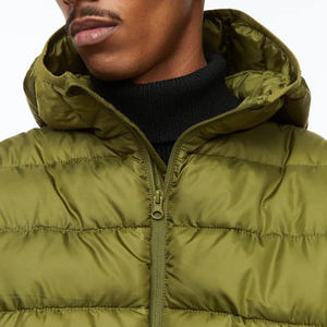 Chaqueta Acolchada Ligera con Capucha para Hombre, Alternativa al Plumón, Abrigo de Invierno Verde Oliva con Cierre, Venta al Por Mayor - Product Image 5