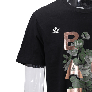 T-shirt Homme SPARKWELL Noir à Imprimé Floral Métallisé, Manches Courtes, Col Rond, Coupe Slim, Décontracté, en Jersey Tricoté 100% Polyester - Product Image 4