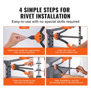 "14 in Rivnut Tool Kit with 7 PCS Metric SAE Mandrels & 70 PCS <b>Rivet</b> <b>Nuts</b> (10 24 1/4 20 M6 5/16 1)" - Product Image 5
