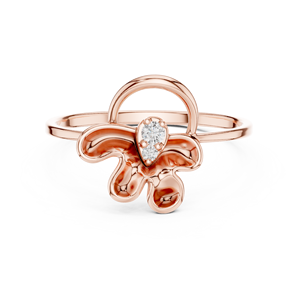 Anillo Minimalista en Forma de Flor de Oro Amarillo Sólido de 10k, 14k, 18k con Diamantes Cultivados en Laboratorio de Corte Redondo, Anillo de Boda Clásico, Regalo para Ella - Product Image 6