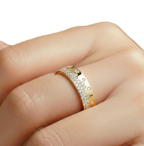 Bague de fiançailles empilable en or massif 9K 10K 14K 18K avec diamants de laboratoire taille ronde, couleur DEF, clarté VS VVS, certifiés IGI - Product Image 6