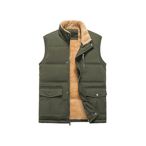 Gilet matelassé à capuche pour homme avec fermeture éclair et poches, vêtement d'extérieur décontracté d'hiver, vert, rembourrage en polyester, coupe-vent - Product Image 4