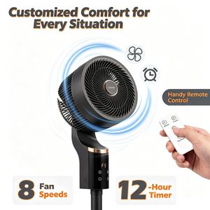 Ventilatore Portatile Nero con Pannello LED Touch, Oscillazione Orizzontale a 70° e Inclinazione a 90°, Ventilatore da Terra Leggero per Casa e Hotel - Product Image 2