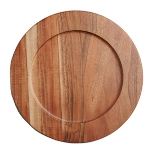 Scalloped Mango Wood Charger Plates <b>Set</b> Rustic Round Wooden Underplates for Wedding Decor Farmhouse Tableware <b>Dinner</b> Platters - Product Image 1