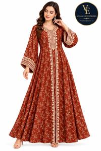 Elegant Women's Adults Embroidered Loose Floor Length Islamic Robe V Neck Floral Pattern Modest Arab Eid <b>Prayer</b> <b>Abaya</b> Summer - Product Image 1