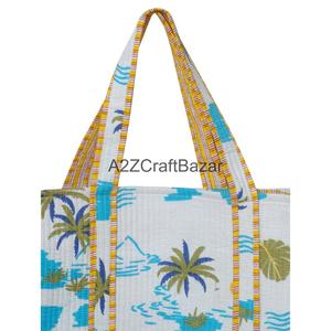 Women's 100% Cotton Tote <b>Bag</b> with Long Handle Large Size Multi-Color Made in Rajasthan for Daily Use & Travel - Product Image 2