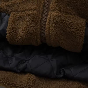 Veste décontractée pour homme, couleur unie, fermeture éclair, coupe ample, manches longues, manteau d'hiver en sherpa, polaire respirant, mode streetwear, personnalisable - Product Image 4