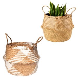 Panier décoratif artisanal en paille naturelle de la marque PHU HAO pour la décoration de la maison, panier à linge, rangement pour couvertures, couvercle de pot de plantes - Product Image 1