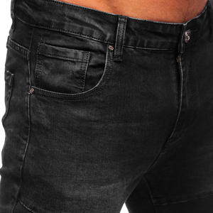 Pantalon en jean léger pour homme, fin et respirant, coupe décontractée, bleu clair délavé, toucher doux, idéal pour l'été et le travail. - Product Image 5