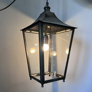 <b>Black</b> Iron Pagoda Pendant <b>Light</b> Glass <b>Shade</b> LED Bulb Hanging Fixture Warm White Rectangle Shape Mounted Tabletop Decorative - Product Image 5