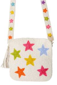 Bolso Bandolera Cuadrado Rosa con Bordado de Rayo y Estrella, Hecho a Mano, con Cuentas y Correa de Borla, para Noche de Mujer - Product Image 3