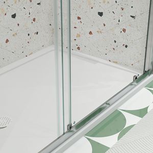 Porte de douche coulissante de 44 à 48 pouces de largeur x 72 pouces de hauteur avec verre trempé de 1/4 pouces et finition chromée polie modèle 4872 - Product Image 4