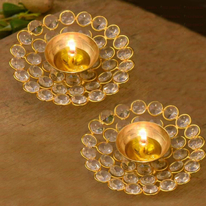 Lampe à huile en laiton Crystal Akhand Diya pour la décoration des temples, la prière, le festival Diwali, la décoration de la maison, cadeau spirituel - Product Image 4