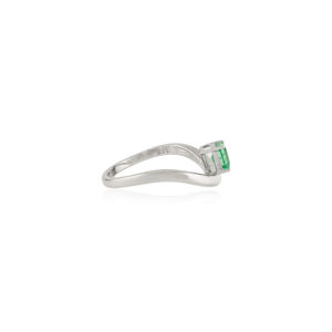 Anillo de esmeralda zambiana de corte cuadrado con curva ondulada, precio de fábrica al por mayor, joyería minimalista unisex para uso diario, oro blanco real de 14K - Product Image 5