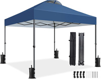 Tenda a Baldacchino Impermeabile Ecologica in Poliestere con Telaio in Acciaio Pieghevole Monostrato per 6-8 Persone Riparo Ombreggiante per Campeggio all'Aperto