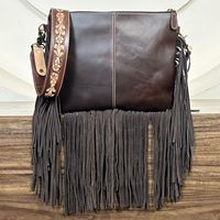 Sac bandoulière multifonctionnel personnalisé en cuir de vachette véritable, design de luxe, fait main, avec franges, style western