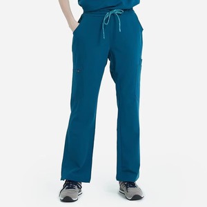Ensemble de tenue médicale pour femmes, extensible, haut à col en V, pantalon droit, pour hôpital et clinique - Product Image 1