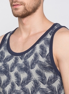 Camiseta sin mangas estampada para hombre, informal, con cuello redondo, transpirable, de algodón tejido, con diseño estampado. - Product Image 6