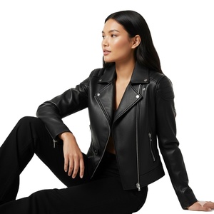 Veste en cuir véritable noir pour femmes, style moto, sur mesure, cuir de haute qualité, vente chaude, luxe haut de gamme, tendance - Product Image 1