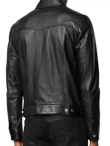 <b>Mens</b> Spy Black <b>Leather</b> Trucker <b>Jacket</b> - Product Image 2