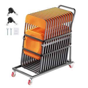 Carrello Porta Sedie Pieghevole in Metallo Resistente, Capacità 300 LBS, Forma a L, Posizionamento Verticale, per 25 Sedie - Product Image 1