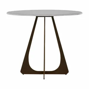 Modern Round Marble Top Table with Metal Base Indoor Living Room Furniture Durable Design Style - Product Image 3