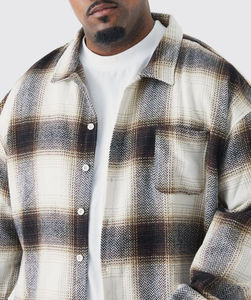 Camisa de Franela de Algodón de Primera Calidad 100% Algodón, Personalizable, Talla Grande, Informal, para Hombre, Holgada, a Cuadros - Product Image 3