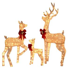 Set Famiglia di Renne Natalizie Illuminate a 3 Pezzi, Decorazioni Natalizie Gonfiabili Scintillanti per Esterni Resistenti alle Intemperie - Product Image 1