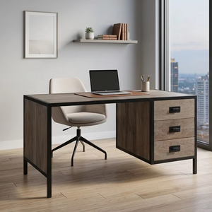 Nanoi Modern Freestanding <b>Solid</b> <b>Wood</b> Office <b>Desk</b> with Natural Color Finishing for Home and Commercial Use - Product Image 3