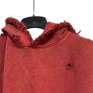 Sweat à capuche personnalisé en molleton épais, coupe carrée, court, déchiré, double couche, avec doublure thermique gaufrée - Product Image 4
