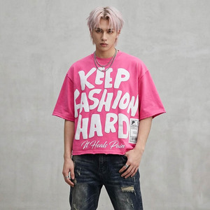 เสื้อยืดโอเวอร์ไซส์ผู้ชาย พิมพ์ลายฮาร์ดพัฟ แฟชั่นทันสมัย แขนสั้น คอกลม ระบายอากาศได้ดี สตรีทแวร์ ผ้าคอตตอนเจอร์ซีย์ สำหรับทุกเพศ - Product Image 6