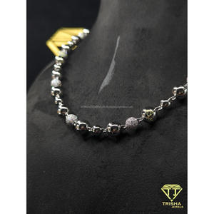 Premium 925 Sterling Silver Beaded Ball <b>Chain</b> Necklace With VVS Lab Grown Diamonds <b>Iced</b> <b>Out</b> Hip Hop Luxury Jewelry By Trisha - Product Image 2
