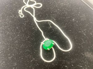 Collier en pierre de jade, pierre précieuse verte, fait main pour femmes, bijoux de qualité supérieure, design ovale, argent allemand - Product Image 3