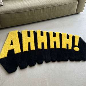 ¡Moderno! Alfombra de área estilo cómic hecha a mano, alfombra amarilla y negra de arte pop para decoración de sala de estar y dormitorio - Product Image 6