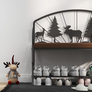 Rustic Industrial <b>Shoe</b> <b>Rack</b> Bench for Small Spaces Multipurpose Entryway <b>Storage</b> Upholstered Small Spaces Bench - Product Image 5