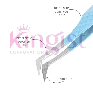 kC Super Product <b>Top</b> Quality Eyelash Extension Tweezer Set Purple powder Coated And Silver Tip And Card Box Packing Set - Product Image 6