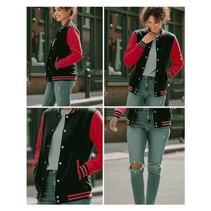 Chaquetas Varsity para Mujer, Chaqueta Casual Estilo Letterman, Chaqueta Bomber de Béisbol para Mujer, Ligera, Elegante, para Uso Diario - Product Image 3