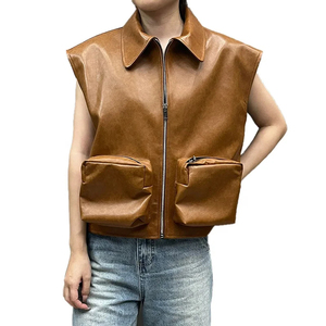 Chaleco de Motociclista de Piel de Cordero para Mujer, Estilo Perfecto, Personalizado, con Logotipo Frontal, Sin Mangas, Impermeable, de Algodón - Product Image 6