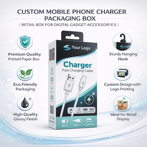 Caja de Empaque Personalizada para Cargador de Teléfono Móvil |   Caja Colgante de Papel Impreso para Accesorios de Dispositivos Digitales con Impresión de Logotipo - Product Image 5
