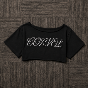 Haut court ample à col long, tricoté sur mesure, style baby tee, manches courtes, couleur unie, chemisier oversize pour femme, printemps-été - Product Image 5